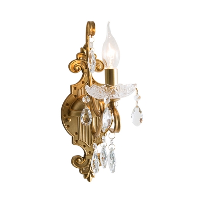 1/2 Lights Vintage Sconce Lighting with Candle Metal Exposed Bulb Wall Light Fixture for Corridor