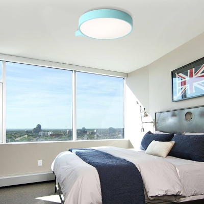 Blue/Pink/Red/Yellow Circular Flush Lighting with Diffuser Macaron Metal Ceiling Flush Mount in Second Gear, 19.5
