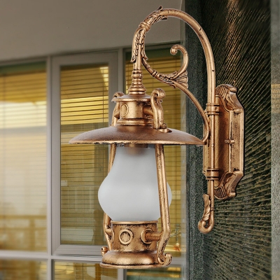 Brass/Black Finish Lantern Wall Sconce 1 Light Antique Metal Sconce Lighting Fixture for Warehouse