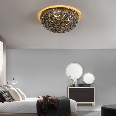 Creative Crystal Flush Mount Light Fixture Contemporary 1 Head Round Bedroom Lighting Fixture