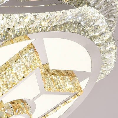 Faceted Crystal Star/Gyro Flushmount Lighting Contemporary Led Flush Ceiling Lamp in Chrome