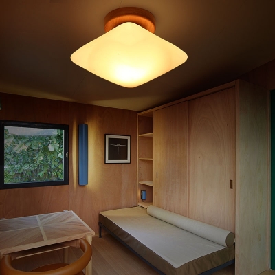 Frosted Glass Semi-Circle/Square Flush Ceiling Light Modern 1 Light Ceiling Flush Mount for Corridor