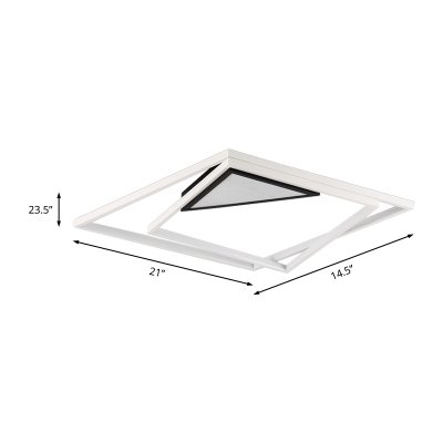 Minimalist Ultra Thin Flush Lighting with Triangle Canopy Integrated Led Flushmount Lamp in Black and White