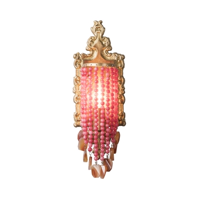 Pink Mini Wall Mount Lighting Agate Stone Single Light Vintage Sconce Light for Bedside