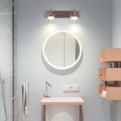 Rotatable Orb Vanity Lighting with Clear Glass Shade 1/2/3-Light Traditional Copper Led Bathroom Lighting, Warm/White Light