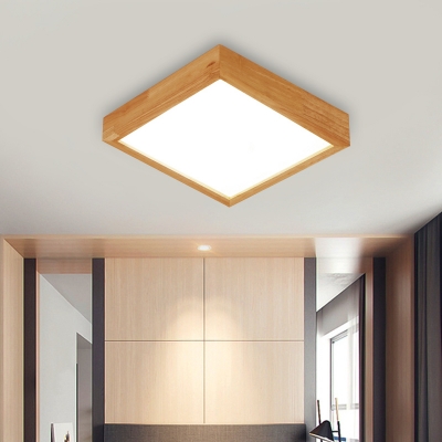 1/4/6/9 Heads Square Indoor Flush Light Fixture Wood LED Modernist Flushmount Lighting
