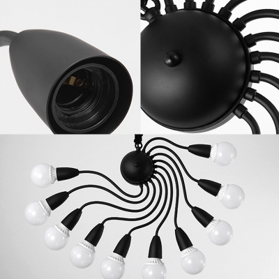 10 Lights Spiral Ceiling Pendant Light Metal Contemporary Decorative Chandelier Lighting in Black/White