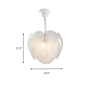 5 Lights Globe Chandelier Lighting with Frosted/White Glass Panel Nordic Pendant Lamp in White