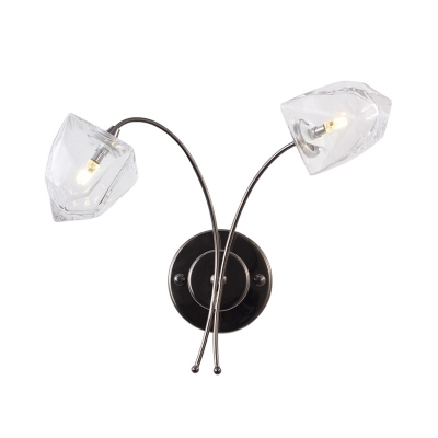 Bedroom Hotel Floral Wall Light Metal and Crystal 2 Lights Modern Black Wall Sconce