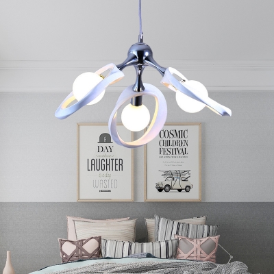 Black/White Ring Hanging Chandelier Light Modernism Resin 3/5 Bulbs Living Room Lighting