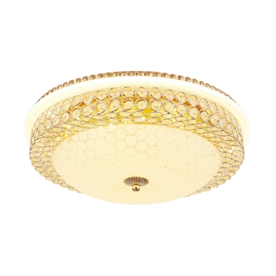 Clear Crystal Round Flush Light with Frosted Glass Diffuser Modernism Living Room Lighting, 16