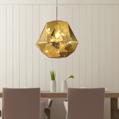 Diamond Hanging Lamp with Black/Blue/Copper/Gold/Silver Acrylic Shade Adjustable Post Modern Single Pendant Light