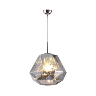 Diamond Hanging Lamp with Black/Blue/Copper/Gold/Silver Acrylic Shade Adjustable Post Modern Single Pendant Light