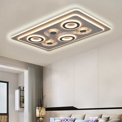 Led Rectangle Ceiling Light Modern Acrylic Living Room Flush Light in Second Gear