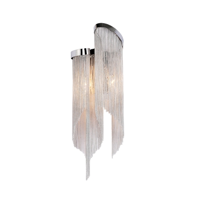 Metal Tassel Wall Light 2 Lights Postmodern Sconce Light in Gold/Silver for Living Room Kitchen