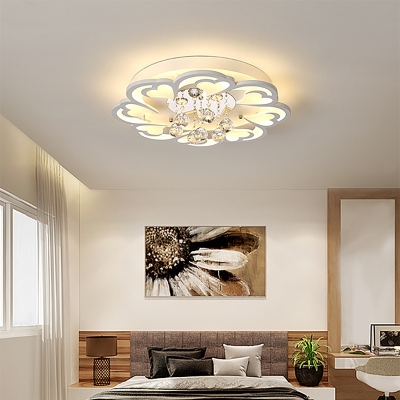 Modern Heart Flush Mount Lighting Metal Led Ceiling Flush Light with White Shade in Warm/White, 20.5