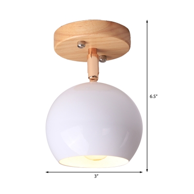 Nordic Black/Gray/White/Pink/Green Orbit Semi Flush Light Adjustable 1 Light Metal Ceiling Mount Light Fixture