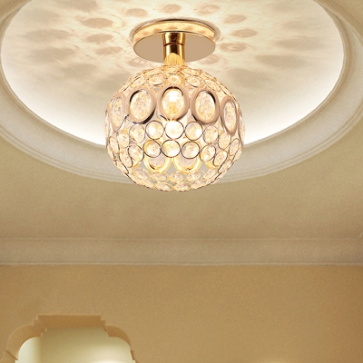 Novelty Circle Crystal Lighting Fixture Modern Iron Sphere Indoor Ceiling Light Fixture