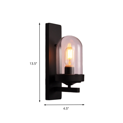 Vase/Birdcage/Oval Corridor Wall Lighting Fixture Metal 1 Head Vintage Wall Lamp in Black