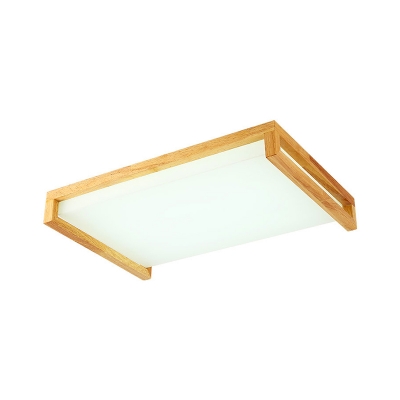 Wood Rectangle Ceiling Lighting Contemporary LED Flush Mount Ceiling Fixture for Bedroom