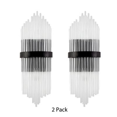 1/2 Pack Black Tube Wall Light Modern Style Metal Crystal Sconce Light for Bedroom Living Room