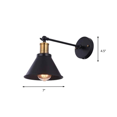 2 Packs Swing Arm Wall Sconce Light with Cone Metal Shade Industrial Style Wall Lighting with Plug-in Cord