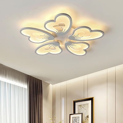 3/5 Lights Petal Flush Mount Ceiling Light Modern Metallic White Flush Lighting in Warm/White with Acrylic Diffuser