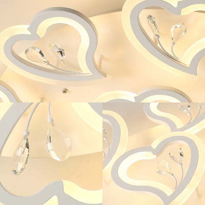 4/6/12/15 Lights Led Heart Flush Lamp Modernism Metal White Flushmount Light in Warm/White