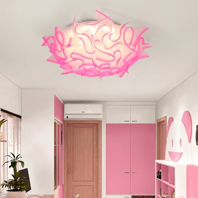 Acrylic Curl Flush Light Contemporary Integrated Led Ceiling Flush Light in Blue/Orange/Pink/Purple
