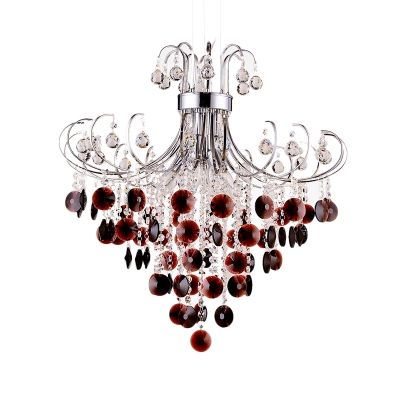 Burgundy Crystal Chandelier Lamp Modernism 4 Lights 16
