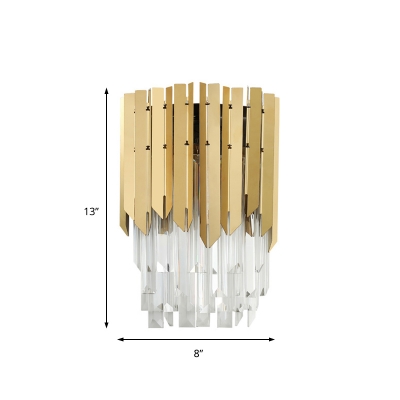 Clear Crystal Prism Wall Mount Light Modernist 2 Heads Wall Lighting in Brass for Bedroom Bedside