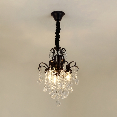 Contemporary Crystal Chandelier Lighting 3/6/7 Lights Indoor Ceiling Pendant Light in Black/Gold with Adjustable Chain