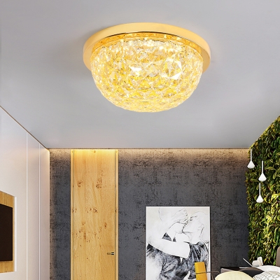 Creative Crystal Flush Mount Light Fixture Contemporary 1 Head Round Bedroom Lighting Fixture