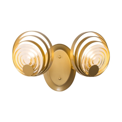 Golden Rings Wall Lighting Colonial 1/2 Lights Metallic Wall Sconce with Clear Ripple Glass Panel