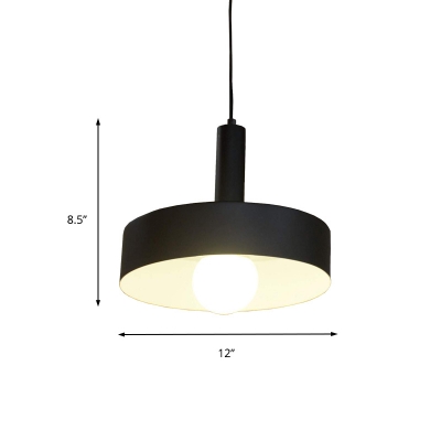 Modern Swag Pendant Light with Black Drum Shade Metallic Single Light Suspension Light for Bedroom