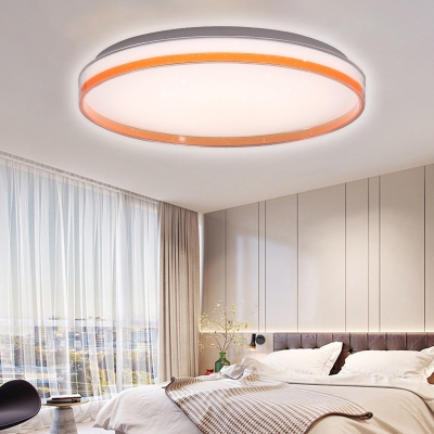 Orange Round Flushmount Lamp Contemporary Led Ceiling Flush Lighting in Warm/White/Natural, 10