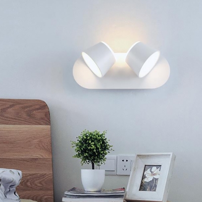Rotatable Cone Wall Sconce Light Modern Metal Indoor Wall Lighting for Bedroom with White Lighting