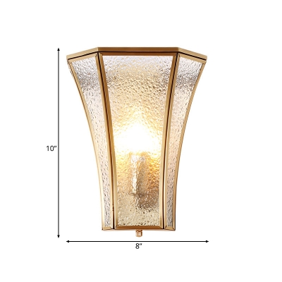 Single Light Bell Wall Mounted Lamp Clear Dimple Glass Traditional Wall Lighting in Gold