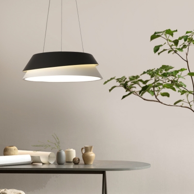 Black and White Tapered Hanging Lamp Minimalist Metal LED Pendant Lighting in Warm/White