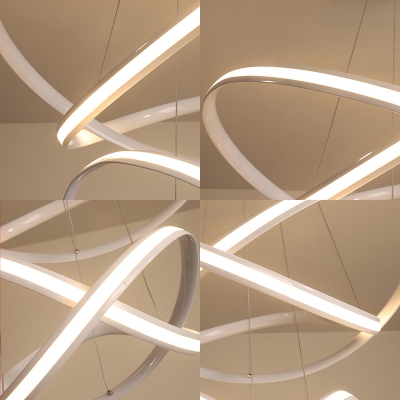 Black/White Twisted Hanging Ceiling Light Modern Silica Gel Indoor Led ...