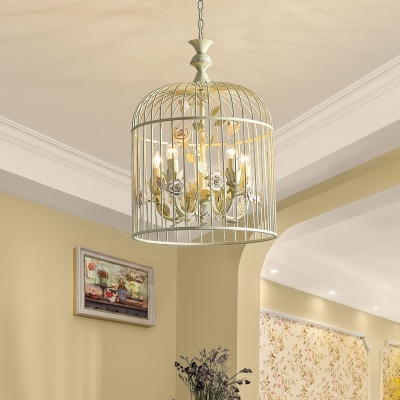 Foyer Birdcage Pendant Light with Rose Metallic 12.5