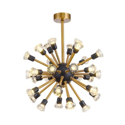 Golden Sputnik Hanging Light with Crystal Decoration Mid Century 30/44/72-Head Chandelier Lighting over Table