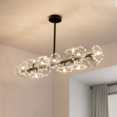 Linear Hanging Ceiling Light With Metal, Metal Flower Hanging Lamp