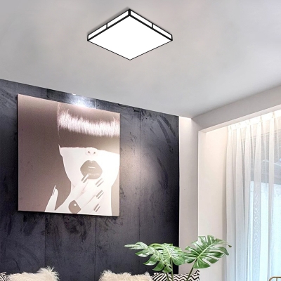 Living Room Rectangle/Square Flushmount Light Acrylic Modern Black/White LED Ceiling Light