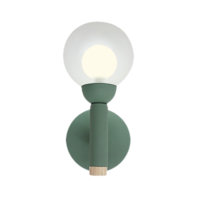 Macaron Style Torch Wall Sconce Clear Glass 1 Light Mini Wall Light in Green/Grey/White