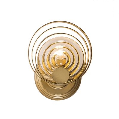 Modern Gold Wall Light Circular Shade 1/2 Lights Metal and Clear Crystal Wall Lamp for Dining Room