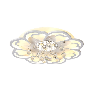 Modern Heart Flush Mount Lighting Metal Led Ceiling Flush Light with White Shade in Warm/White, 20.5