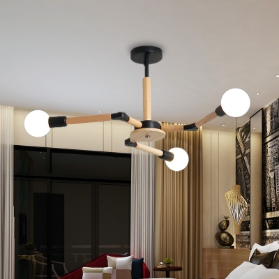 Rotatable Branch Hanging Ceiling Light Nordic Modern 3/6/9 Lights Wood Chandelier Light in Black/White