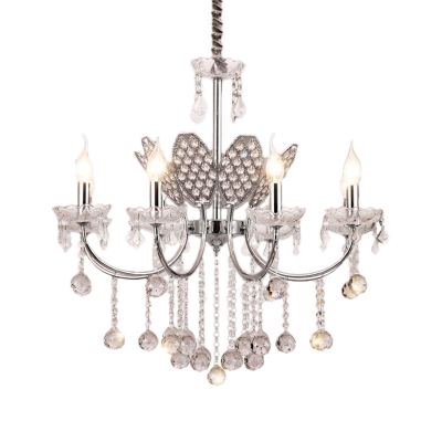 Silver Candle Chandelier Lighting Fixture Mid-Century 3/5/8 Light Crystal Ball Ceiling Chandelier