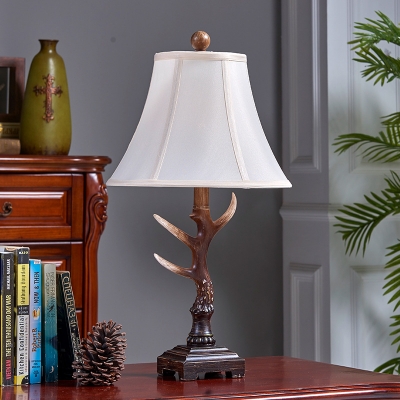 Traditional Table Light with Empire Shade 1 Head Fabric Indoor Lighting Fixture for Study Room